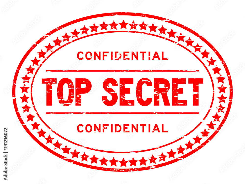 Grunge red top secret confidential oval rubber seal stamp