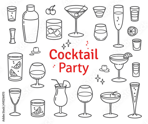 Set of Cocktails and Alcohol Drinks Vector