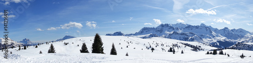 Corvara, Alta Badia winter panorama view photo