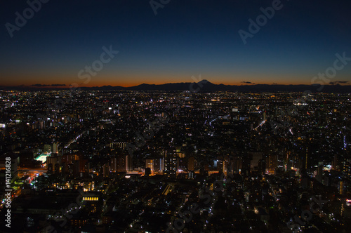 Mt. Fuji Seen from TOCHO  Tokyo Metropolitan Government Building  at Sunset