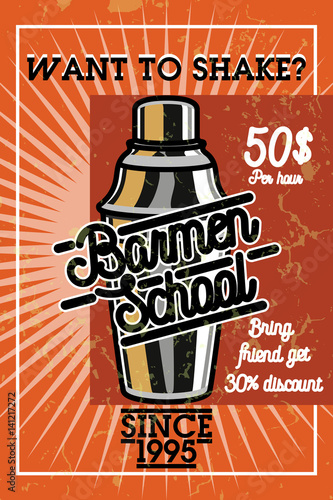 Color vintage barmen school banner