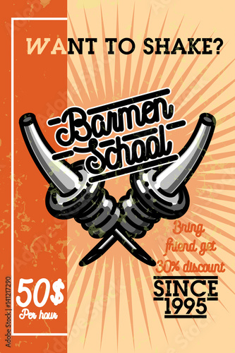 Color vintage barmen school banner