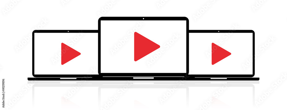 Obraz premium Laptop Banner - Video Button