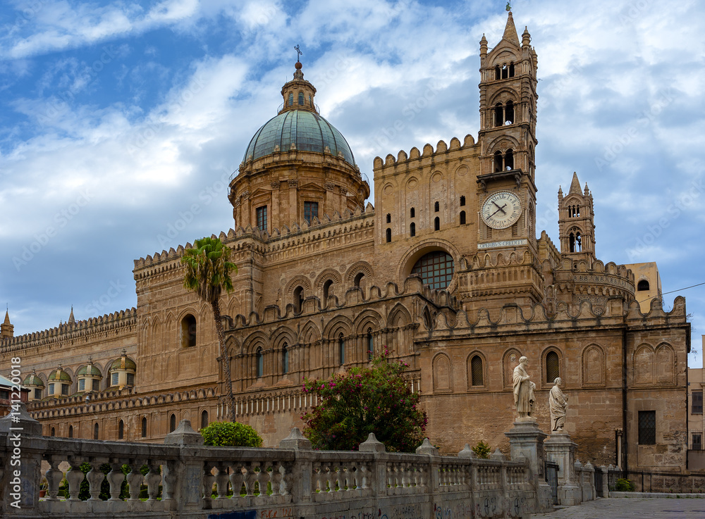View of the the Cathedral of Palermo is an architectural complex in Palermo (Sicily, Italy)