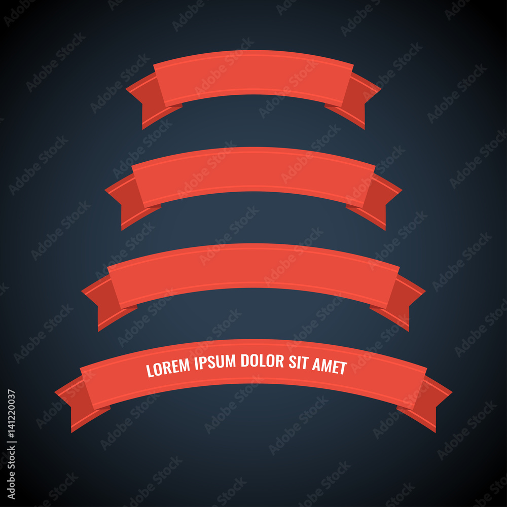 Red web ribbon banners set on dark background for design. Vector illustration Red web ribbon banners set on dark background for design. Vector illustration