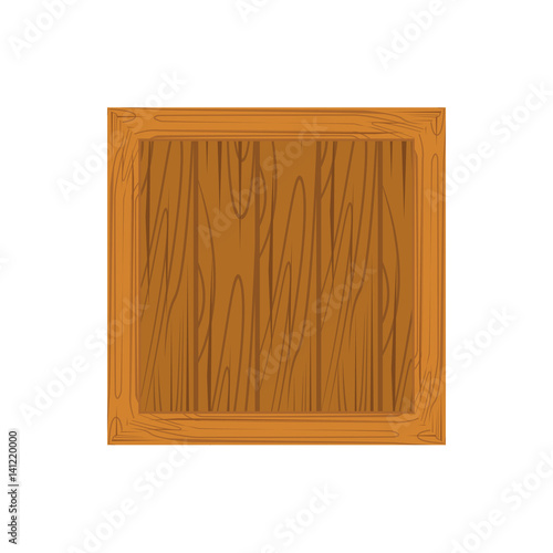 Wooden box flat icon isolated on white background
