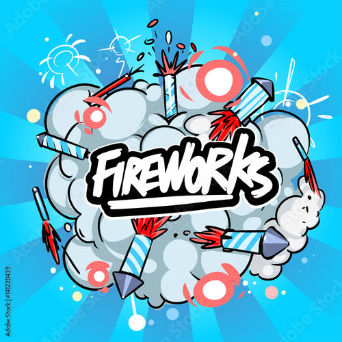 Fireworks background. Explosion Fireworks cloud