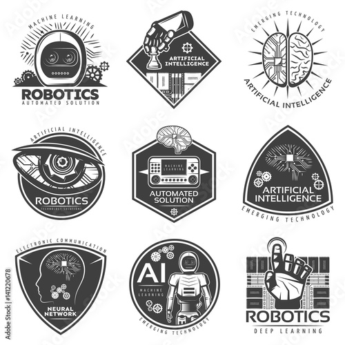 Vintage Future Technology Labels Set