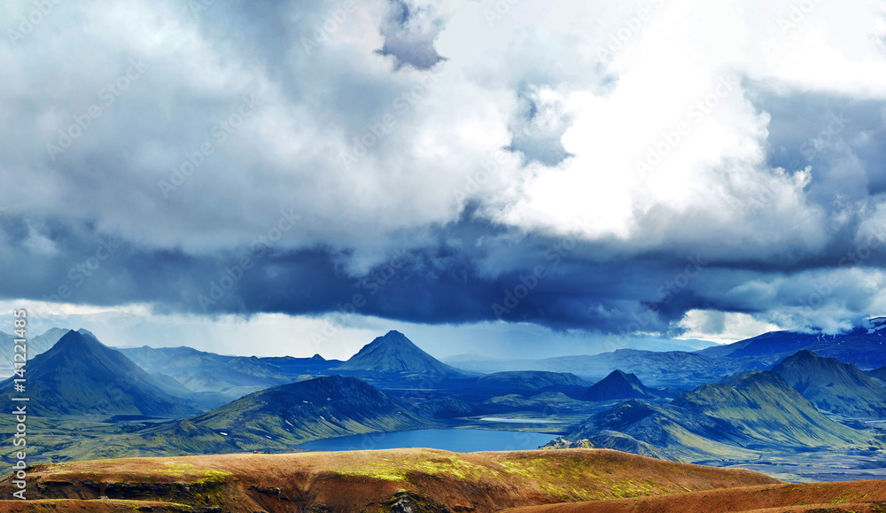 Valley National Park Landmannalaugar. Magnificent Iceland in the August Valley National Park Landmannalaugar. Magnificent Iceland in the August