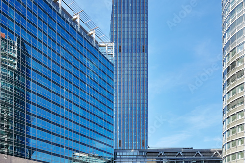 Canvas Print Close up picture of modern buildings in Vienna Donau city complex, Austria