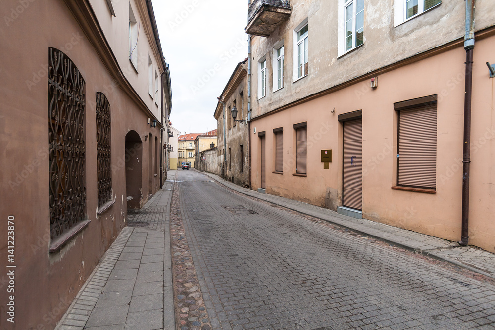 Streets in the old town in Vilnius, Lithuania