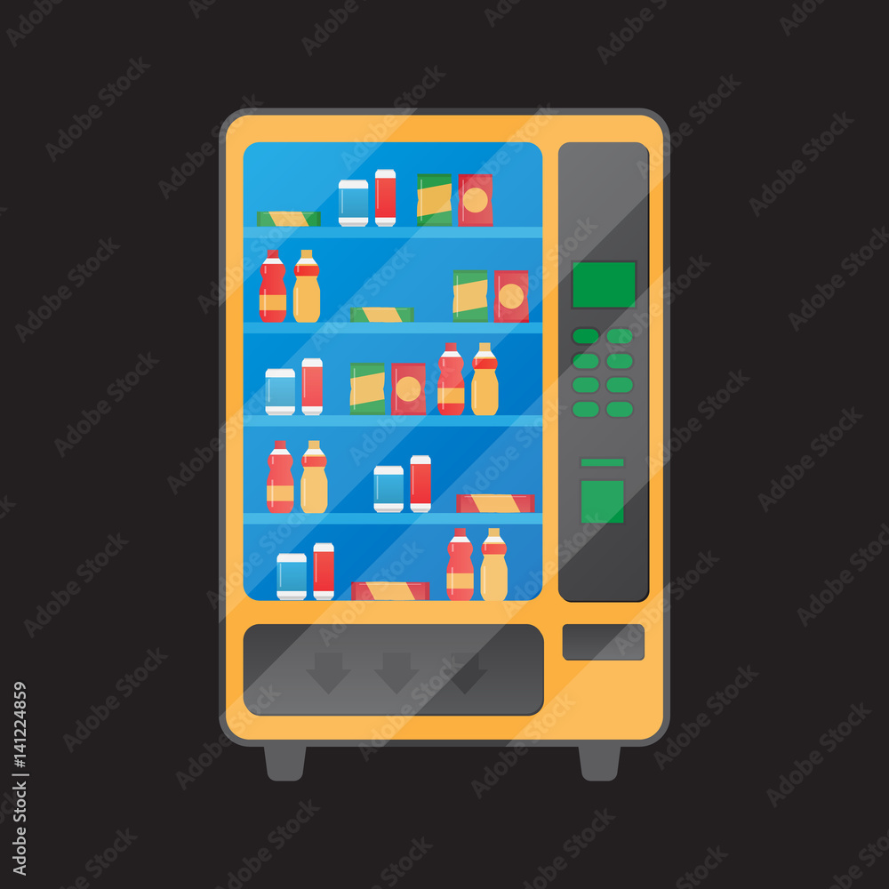 Vending machine with snacks and drinks vector Vending machine with snacks and drinks vector