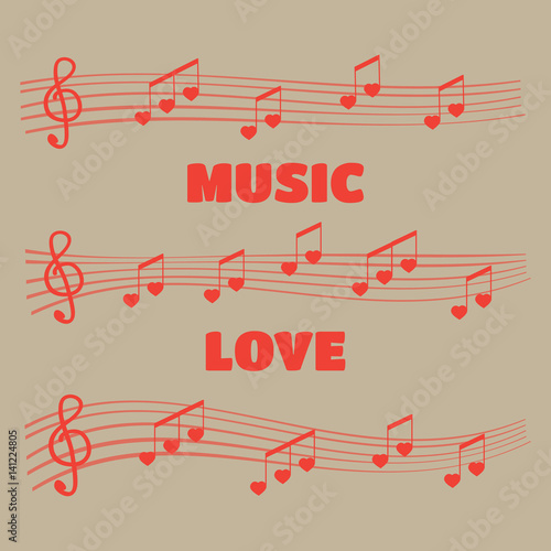 Musical notes and chords. Musical notes rounded corners style