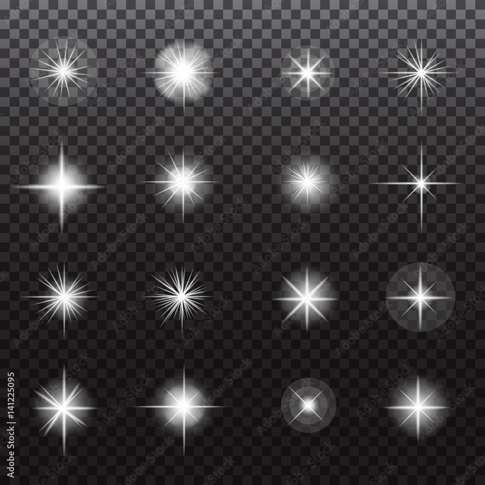 Glowing lights and stars on transparent background Glowing lights and stars on transparent background