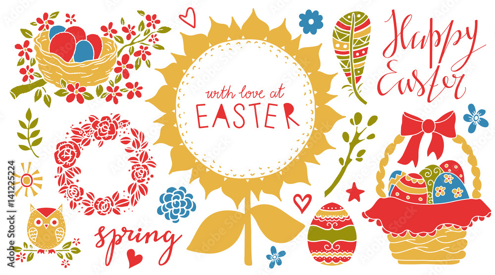 Fototapeta premium Easter design elements set