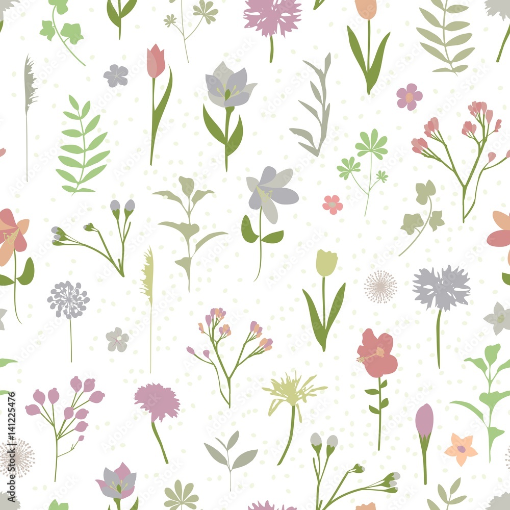 Muster nahtlos mit Blumen auf weissem Hintergrund Muster nahtlos mit Blumen auf weissem Hintergrund