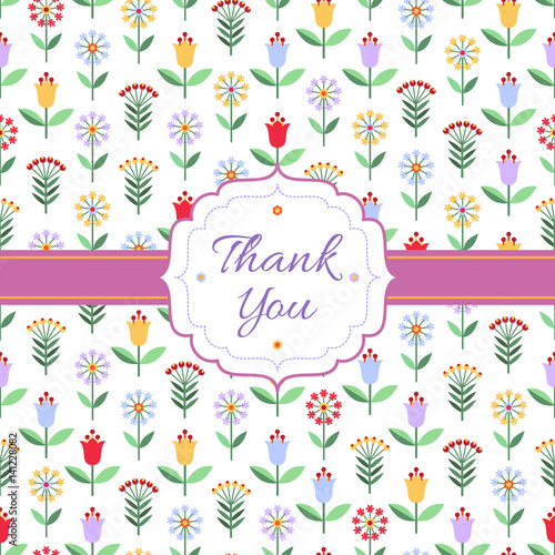 Background with multicolored flowers, berries and frame