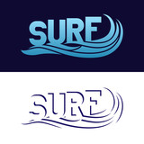 Set of Surfing typography posters. Template for postcard, banner, flyer. Surf Logo.