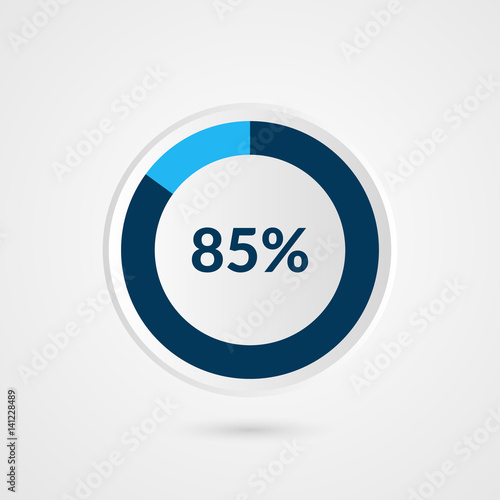 85 percent blue grey and white pie chart. Percentage vector infographics. Circle diagram business illustration