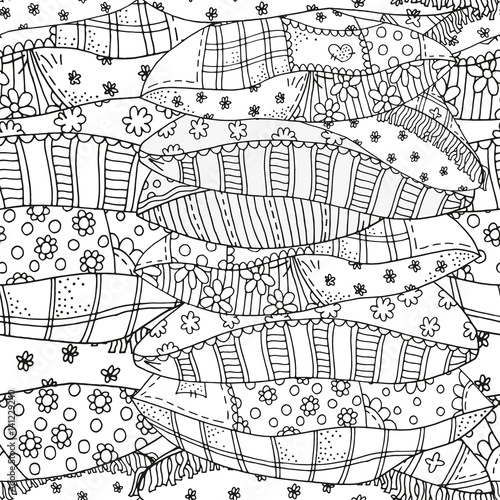 Seamless pattern. Set of different pillows.