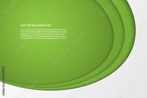 Vector modern simple oval green and white background with paper effect. 3D ovals with soft shadows. Sample text.