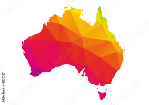 Colorful polygonal map of Australie, geometry cartographic illustration, isolated on white