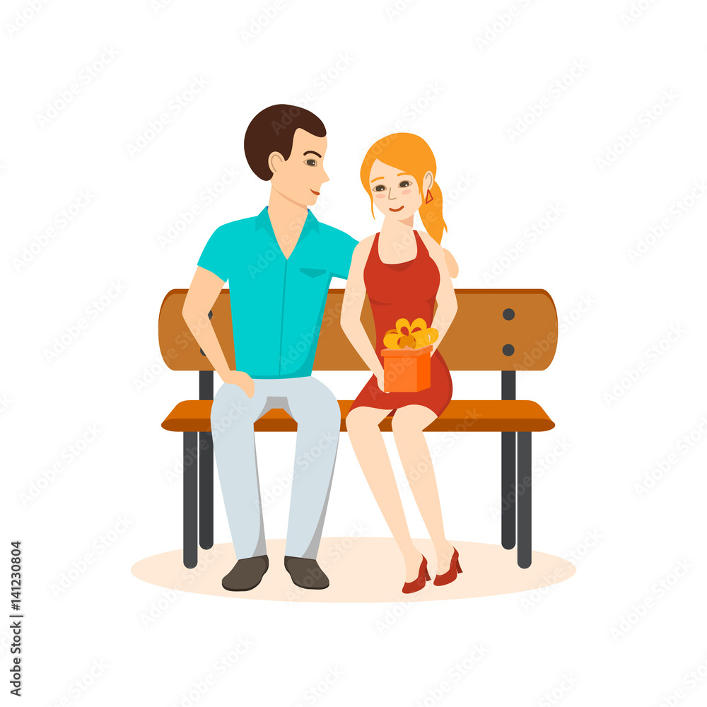 Young couple in love, relax on bench in the park. Young couple in love, relax on bench in the park.