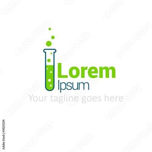 Green lab and research concept test tube logo template