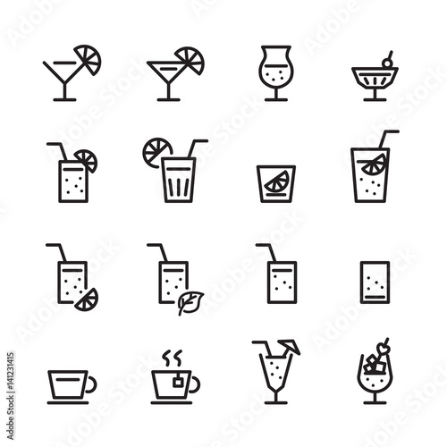 drink line icon set
