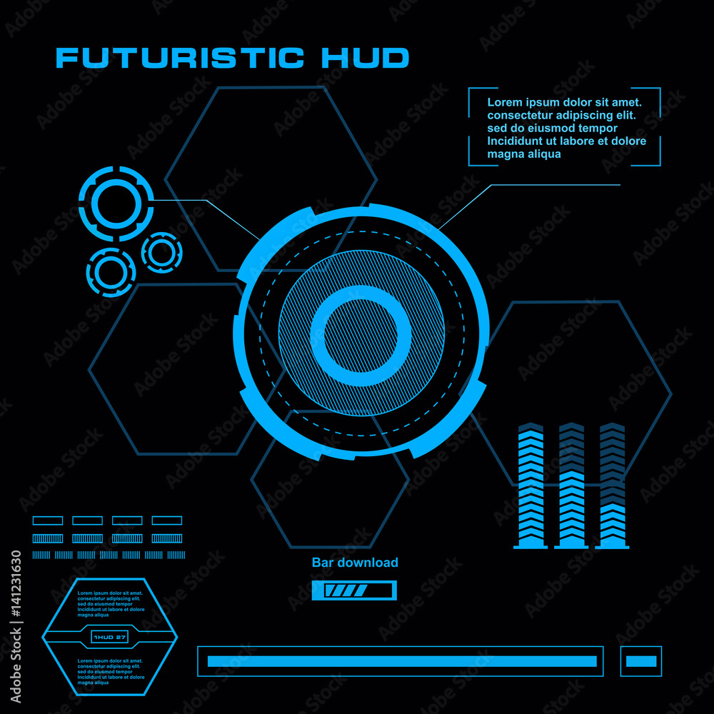 Obraz premium Futuristic blue virtual graphic touch user interface