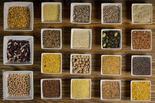 Various colorful dried legumes for background