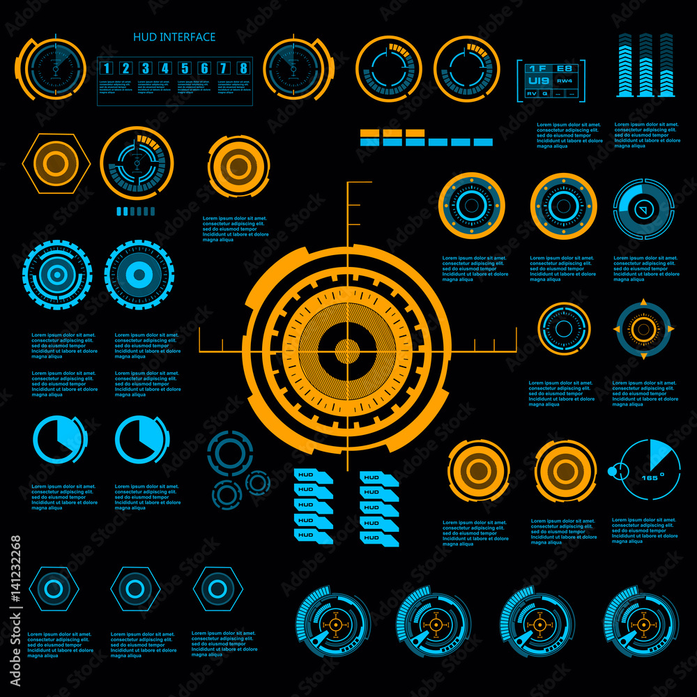 Futuristic blue virtual graphic touch user interface Futuristic blue virtual graphic touch user interface