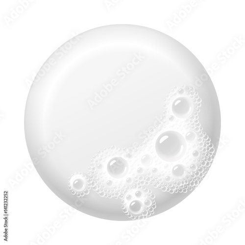Bar of soap with foam isolated on white. Easy recolored vector