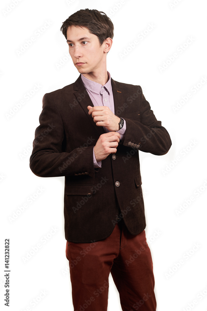 business - happy smiling businessman in a dark brown suit business - happy smiling businessman in a dark brown suit