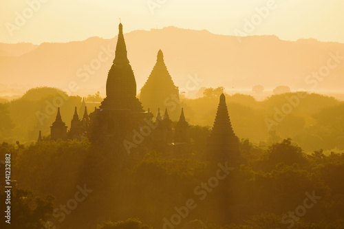 Bagan temple during golden hour