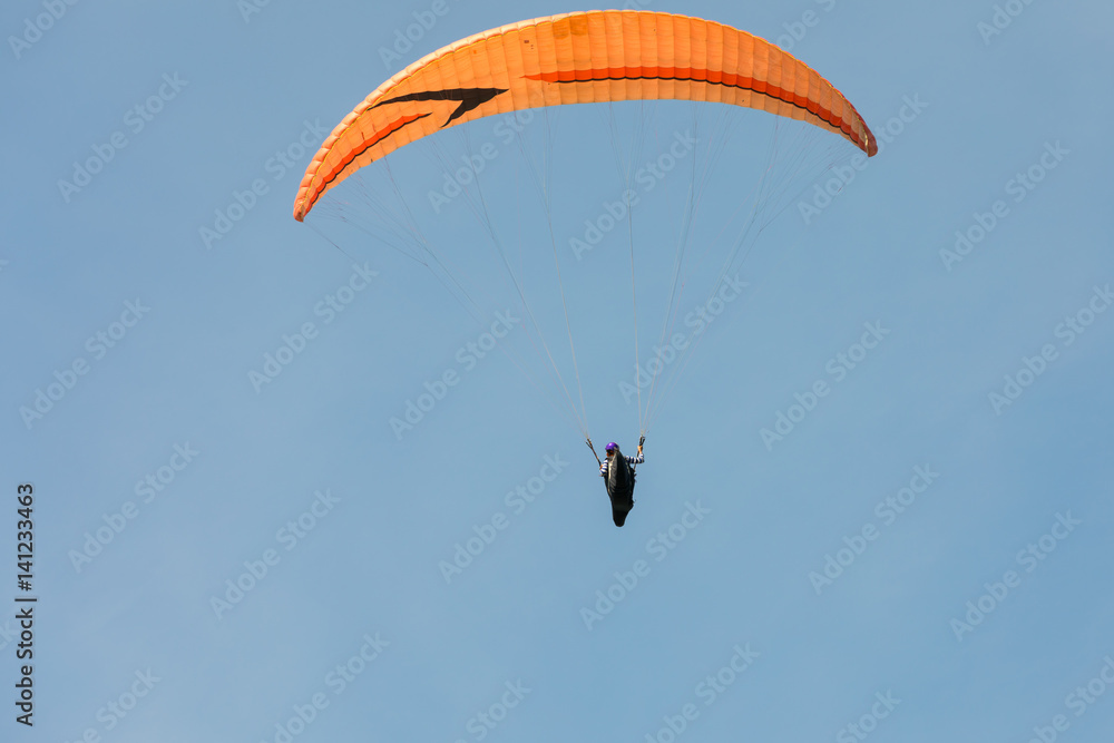 hang-gliders on a background of clear sky