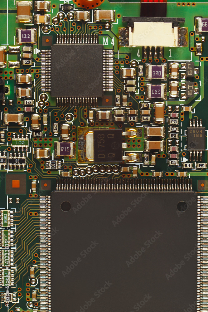 Electronic circuit board from a digital device close up. Electronic circuit board from a digital device close up.