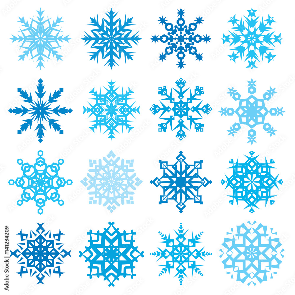 Various snowflake shapes decorative winter set vector illustration Various snowflake shapes decorative winter set vector illustration