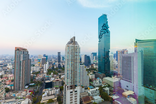 Bangkok skyline Mahanakorn building cityscape sunset © themorningglory