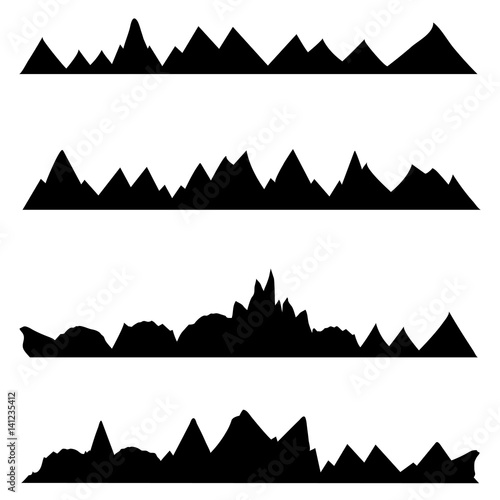 Vector Set of Silhouettes. Chains of Mountains