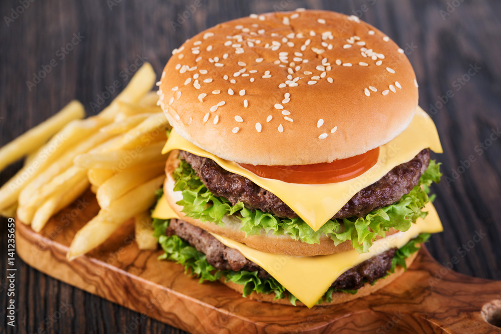 burger and french fries burger and french fries