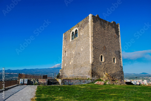The norman medieval castle on historic hill in Paternò. Sicily