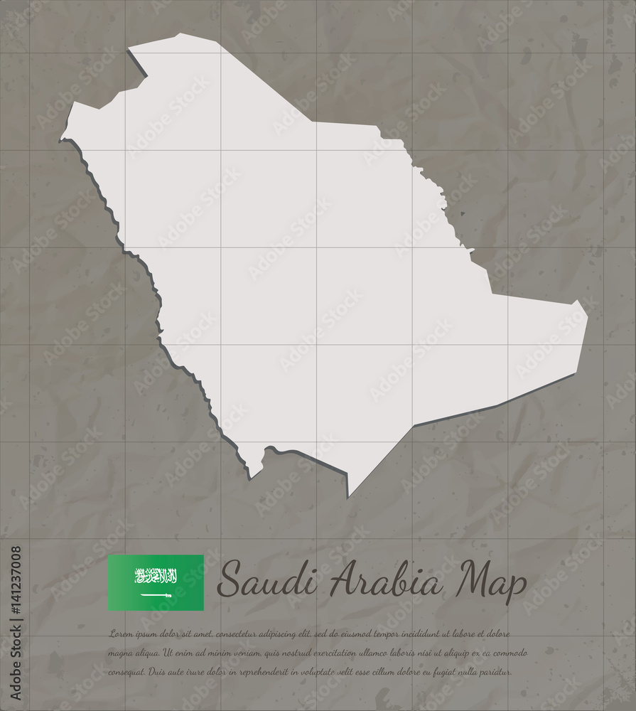 Vintage Saudi Arabia map. Paper card map silhouette. Vector Stock ...