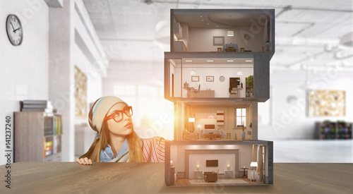 Design of your dream house . Mixed media . Mixed media
