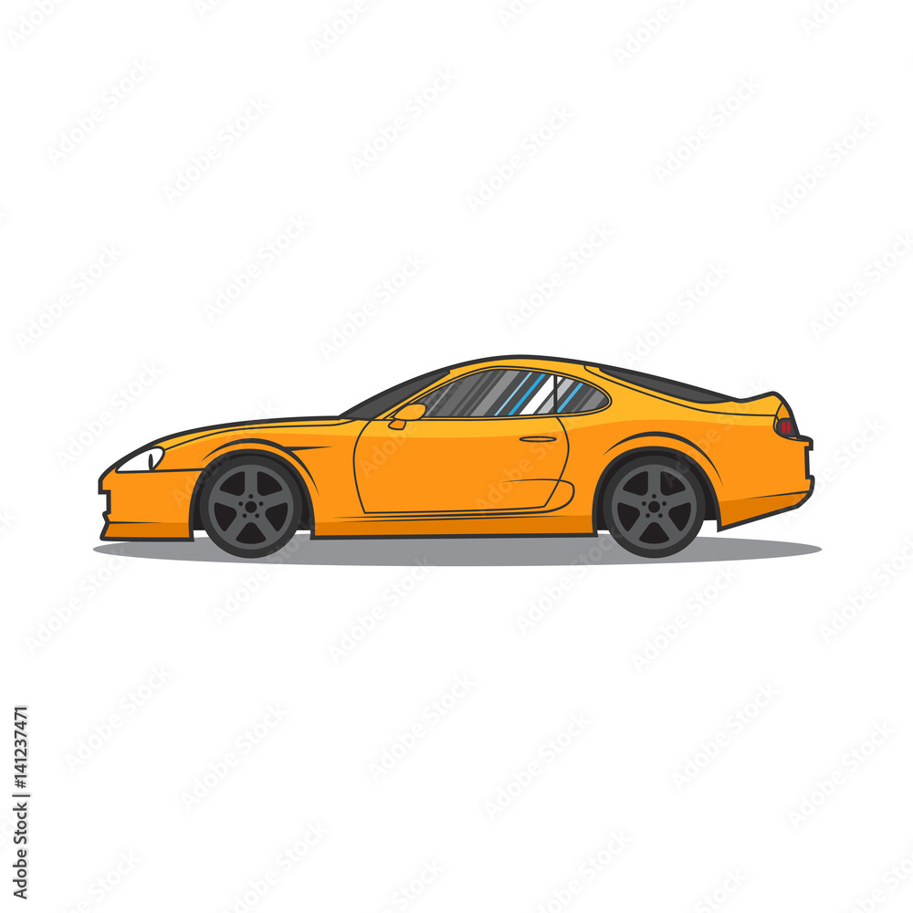 Vector cartoon sport car. Side view Stock Vector | Adobe Stock