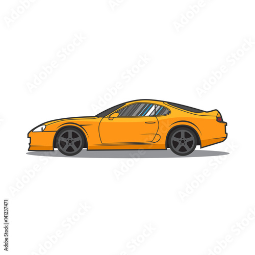Vector cartoon sport car. Side view