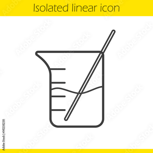 Beaker with rod and liquid linear icon
