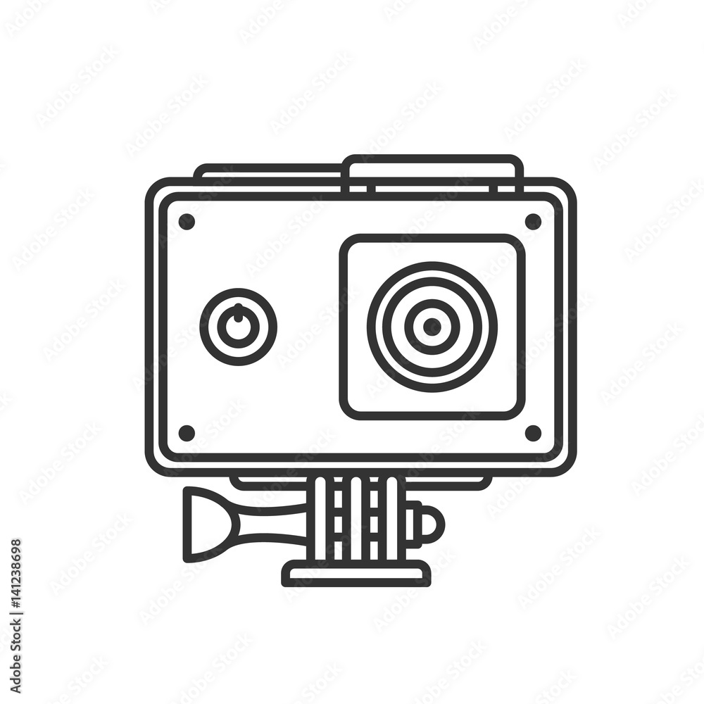 Action camera in protection case linear icon Action camera in protection case linear icon