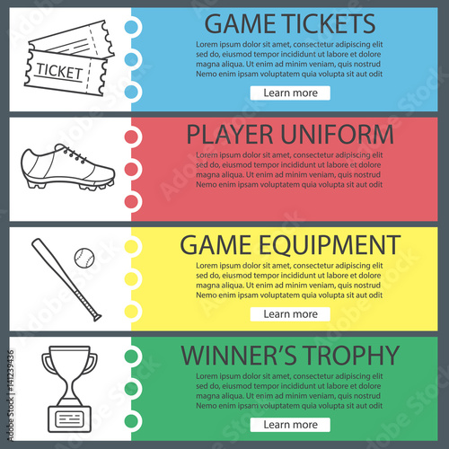 Baseball banner templates set