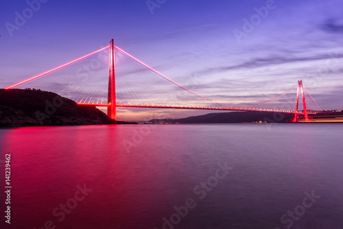 Fototapeta Naklejka Na Ścianę i Meble -  New bridge of Istanbul, Yavuz Sultan Selim Bridge with long exposure.